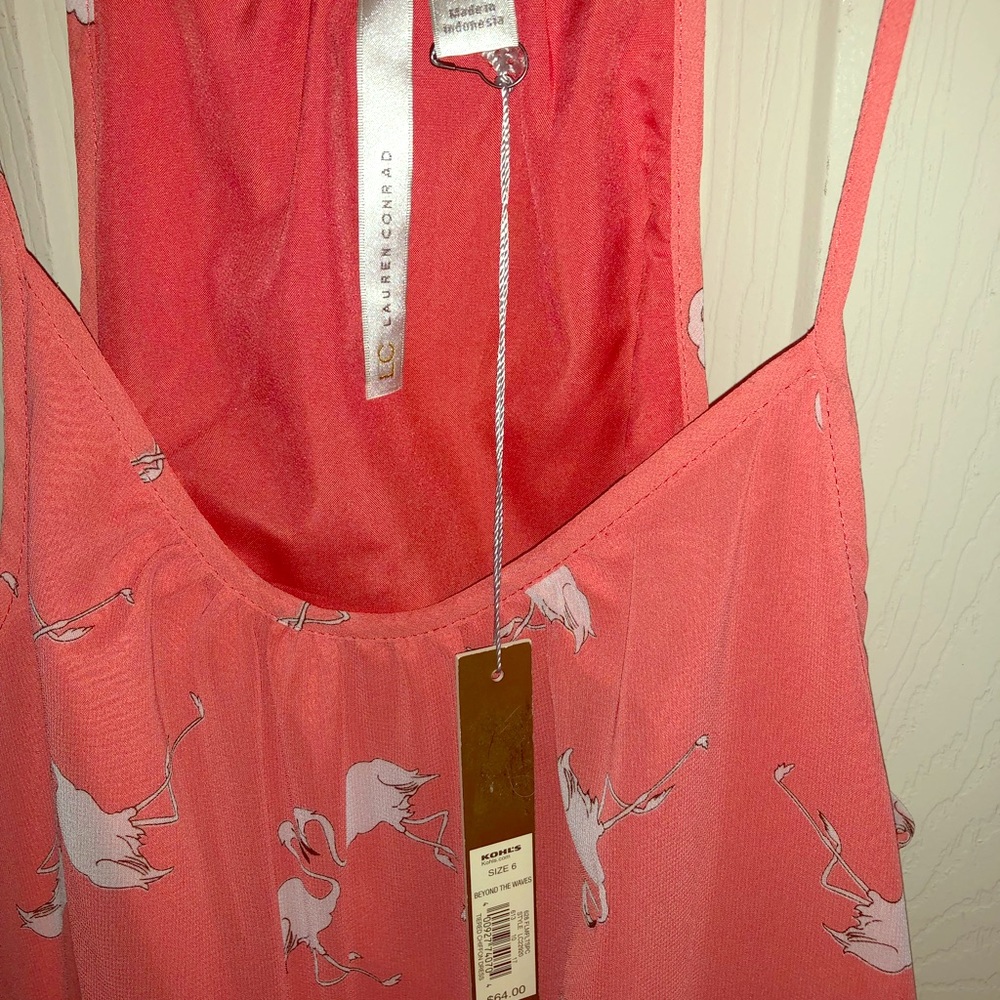 Flamingo Print Ruffle Dress